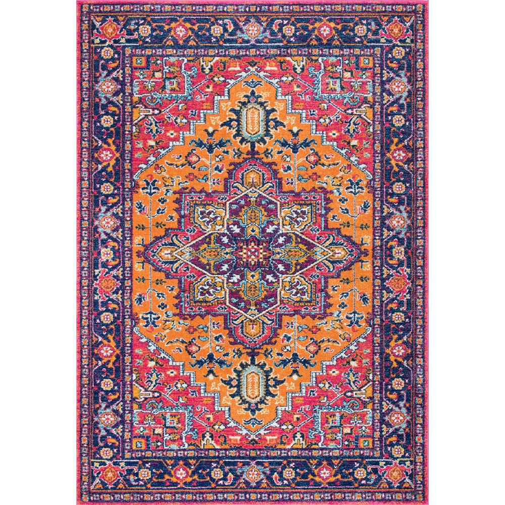 Medallion 7 X 9 Synthetic Area Rugs The Home Depot Fancy Persian Vonda Orange 6 Ft 7 In X 9 Area Rug