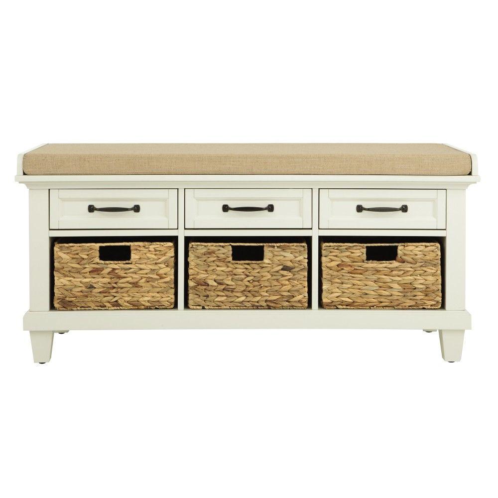 Home Decorators Collection Martin Ivory Shoe Storage Bench-9613800440 ...