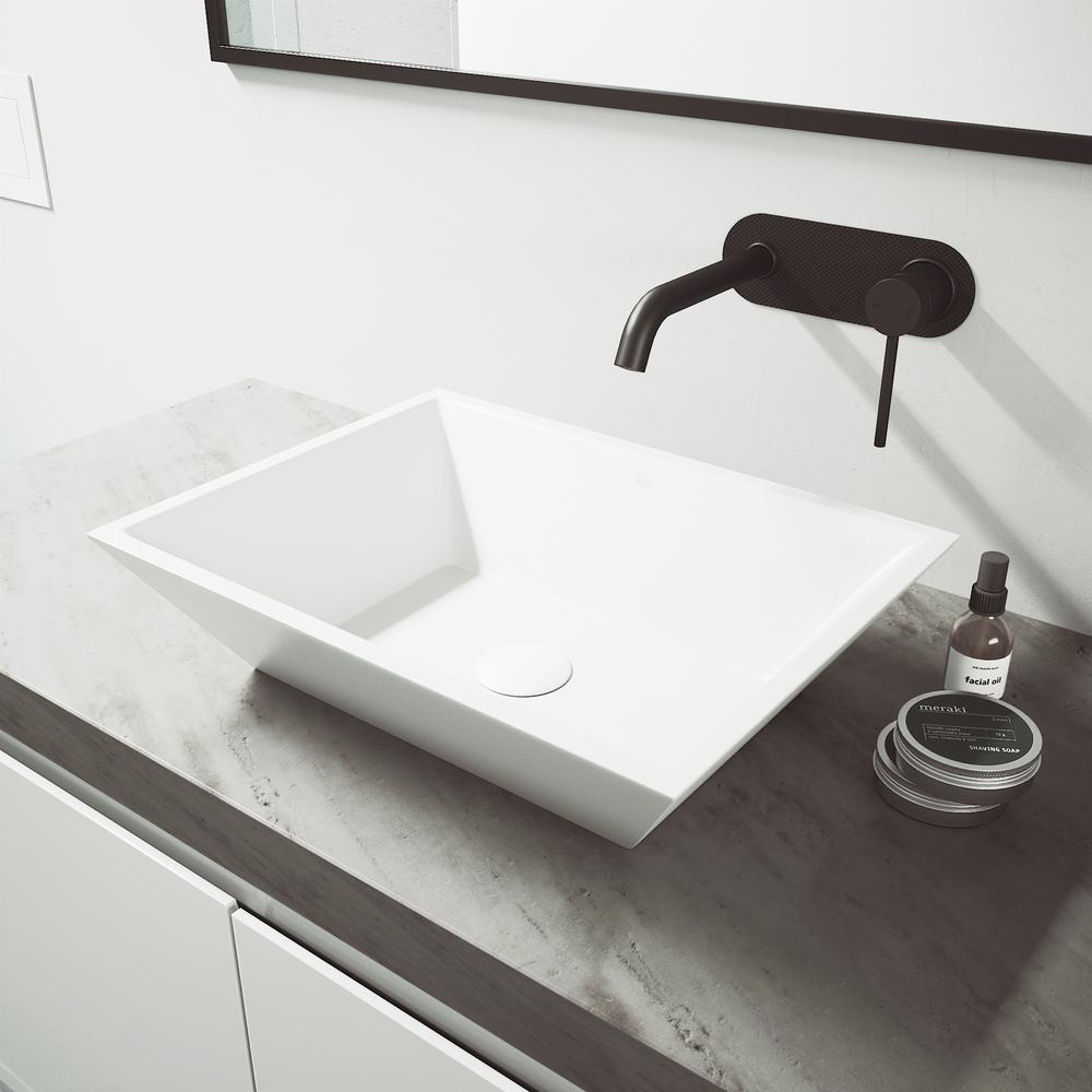 Vigo Vinca Vessel Sink In White With Lenox Cfiber Wall Mount