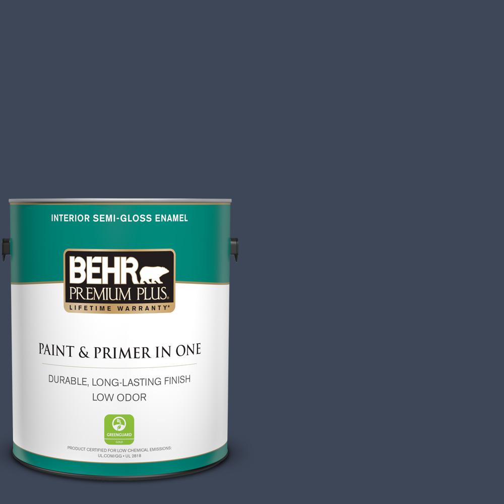 BEHR PREMIUM PLUS 1 gal. M5007 Very Navy SemiGloss Enamel Low Odor
