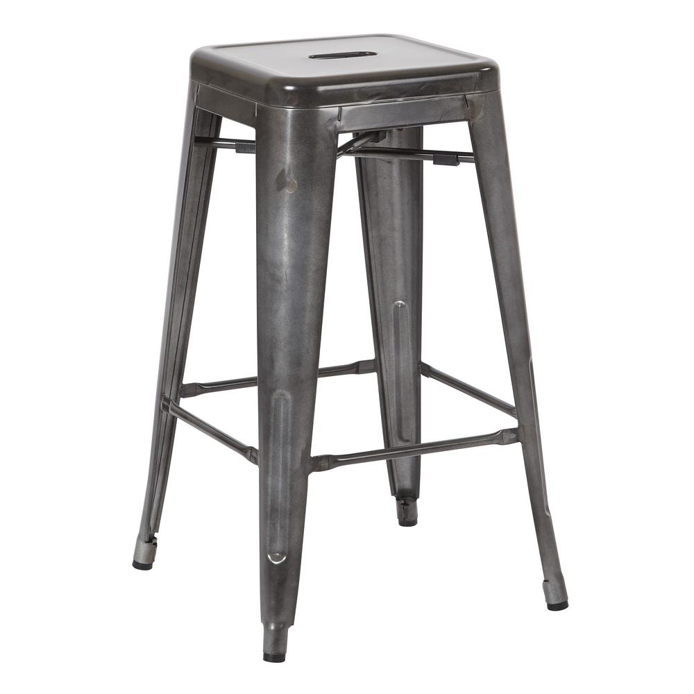 Work Smart Bristow 26 In Matte Galvanized Antique Metal Barstools Work Smart Bristow 26 In Matte Galvanized Antique Metal Barstools 2 Pack