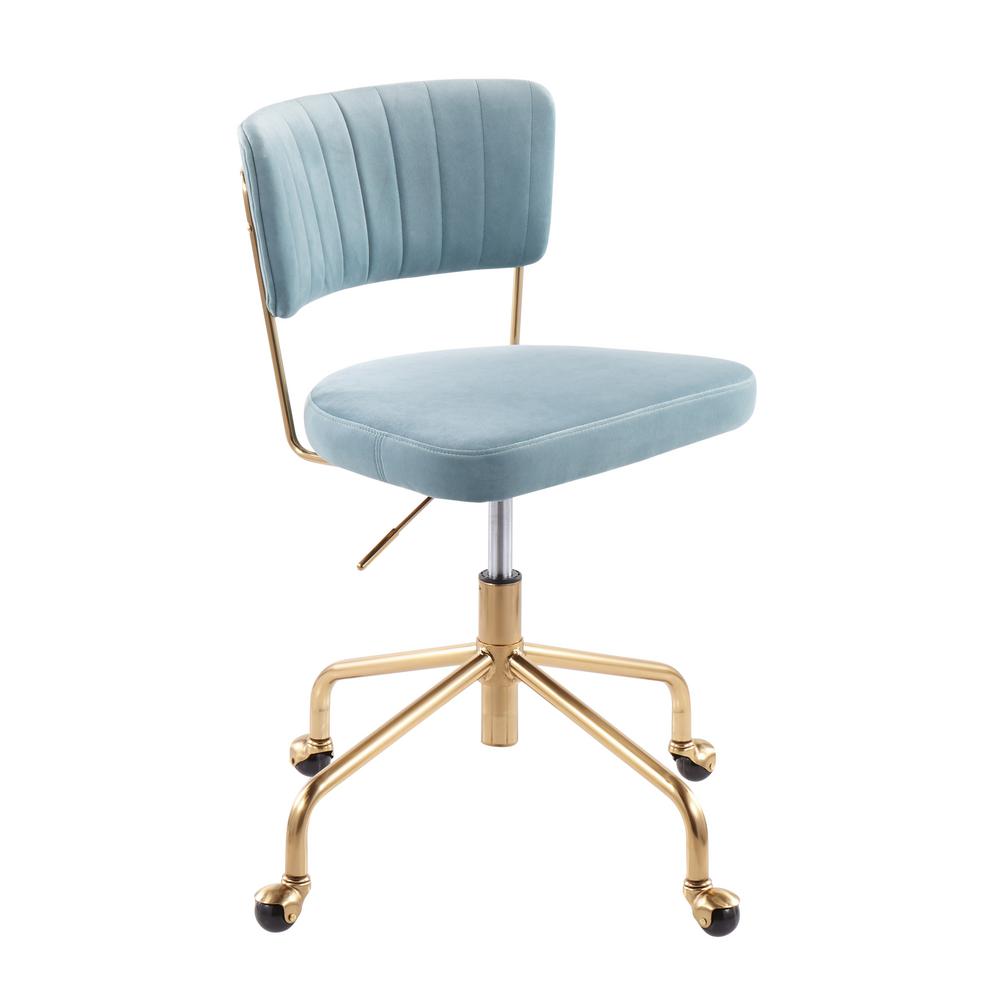 Lumisource Tania Light Blue Velvet And Gold Adjustable Height Task Chair Oc Tania Auvlbu The Home Depot