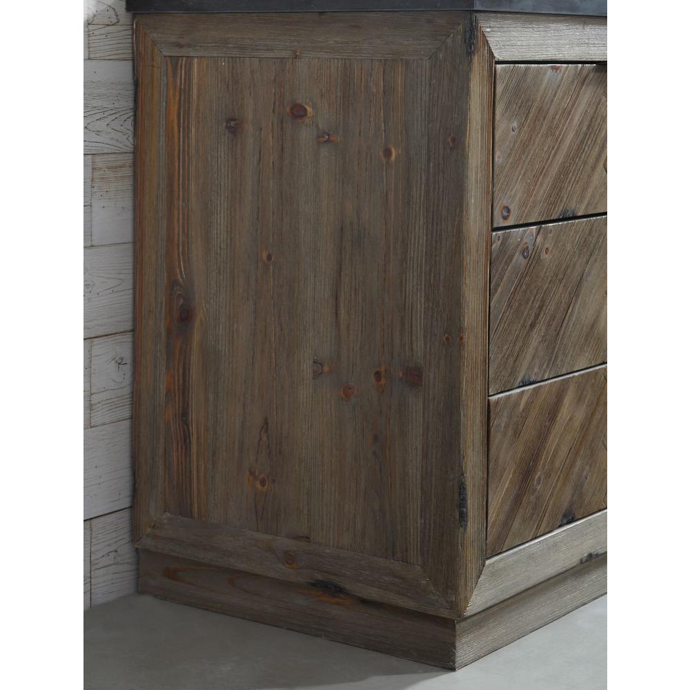 60 In Vanity In Brown With Black Moon Stone Top With White Basin