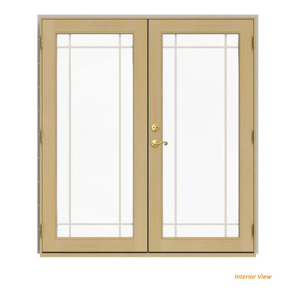 Jeld Wen 72 In X 80 W 2500 Desert Sand Clad Wood Left Hand 9 W 2500 Desert Sand Clad Wood Left Hand 9 Lite French Patio Door Unfinished Interior