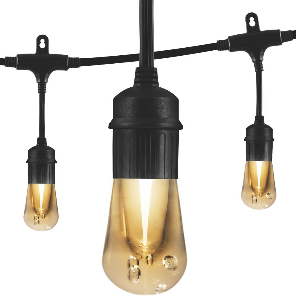 String Lights Outdoor Lighting The Home Depot Vintage Integrated Led Cafe String Lights Black