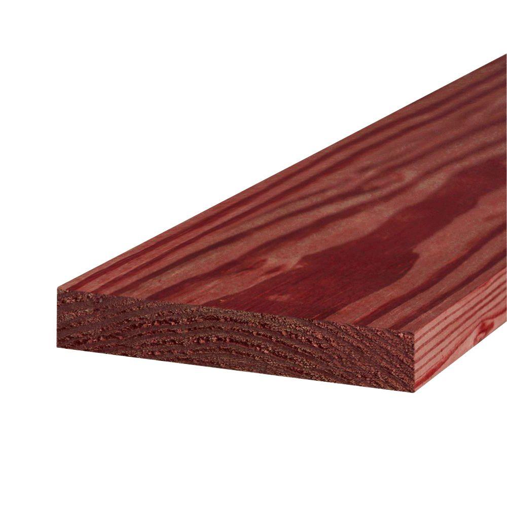 Unbranded 2 in. x 10 in. x 12 ft. #1 Redwood-Tone Ground Contact