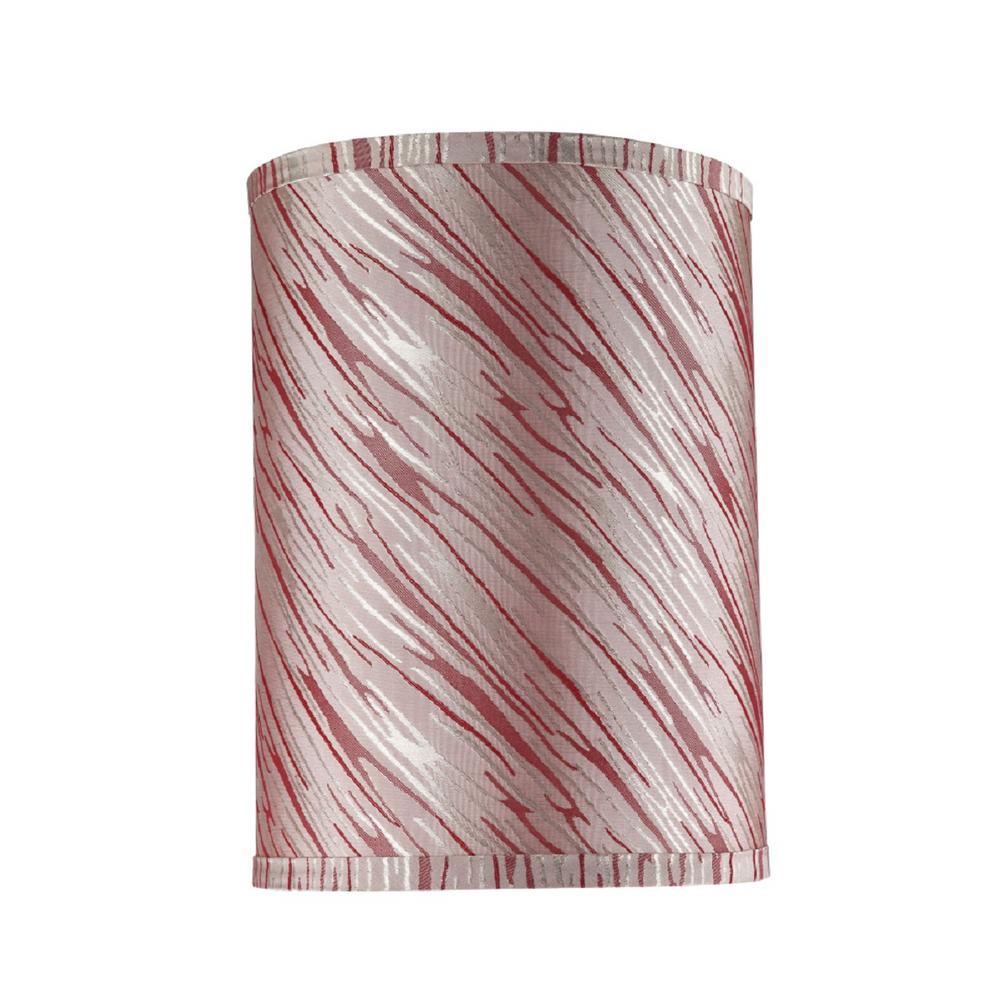 Aspen Creative Corporation 8 In X 11 Off White And Red Striped Hardback Drum Cylinder Lamp Shade