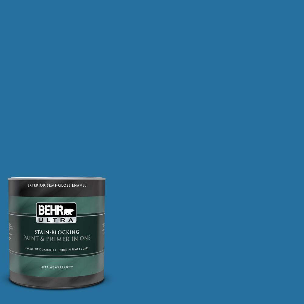 BEHR ULTRA 1 qt. 550B7 Blue Ocean SemiGloss Enamel Exterior Paint