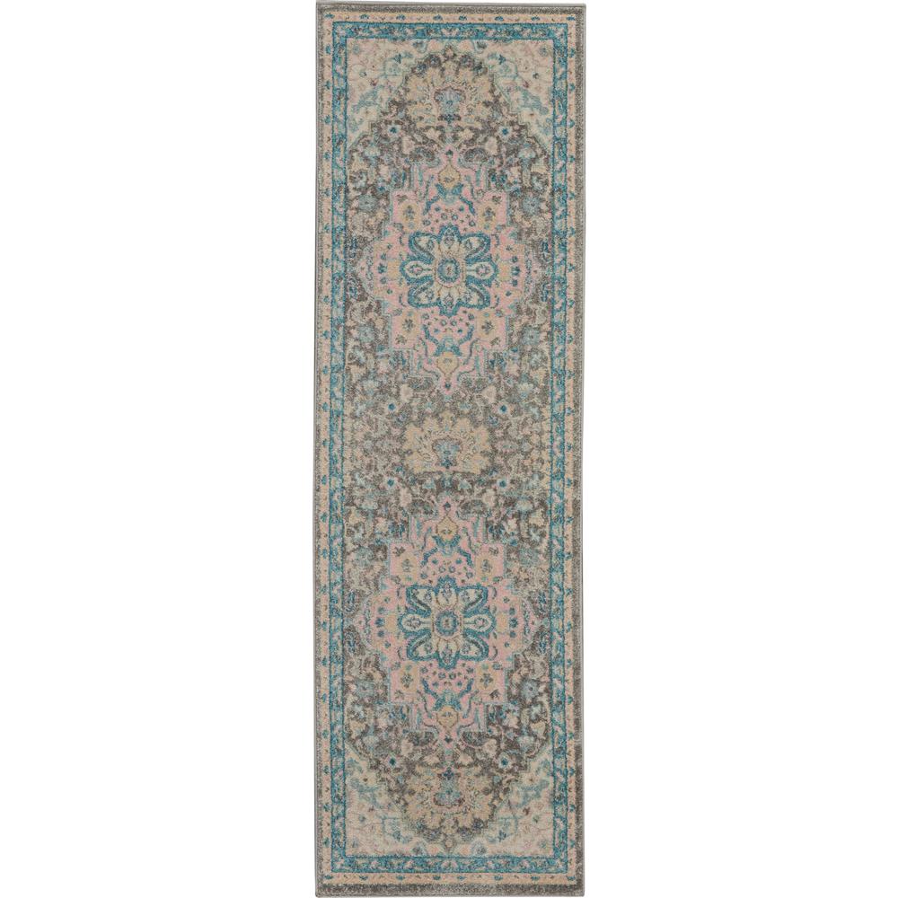 Nourison Tranquil TRA07 Pink and Grey 7' Runner Hallway Rug485649