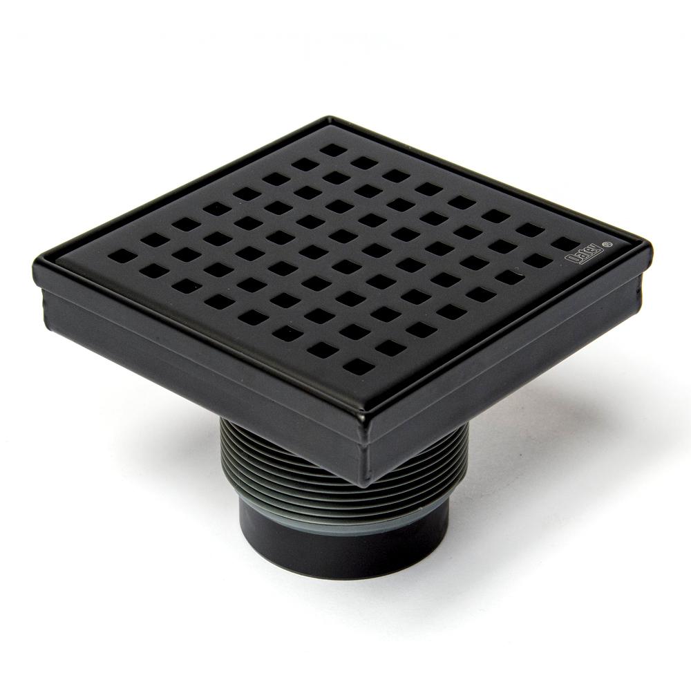 Oatey 4 in. x 4 in. Square Drain Square Grate in Matte Black, Black Matte