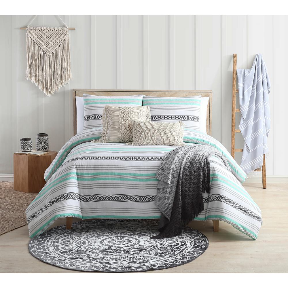 Sand Cloud Baja Striped Black And Aqua Twin Twin Xl Comforter Set