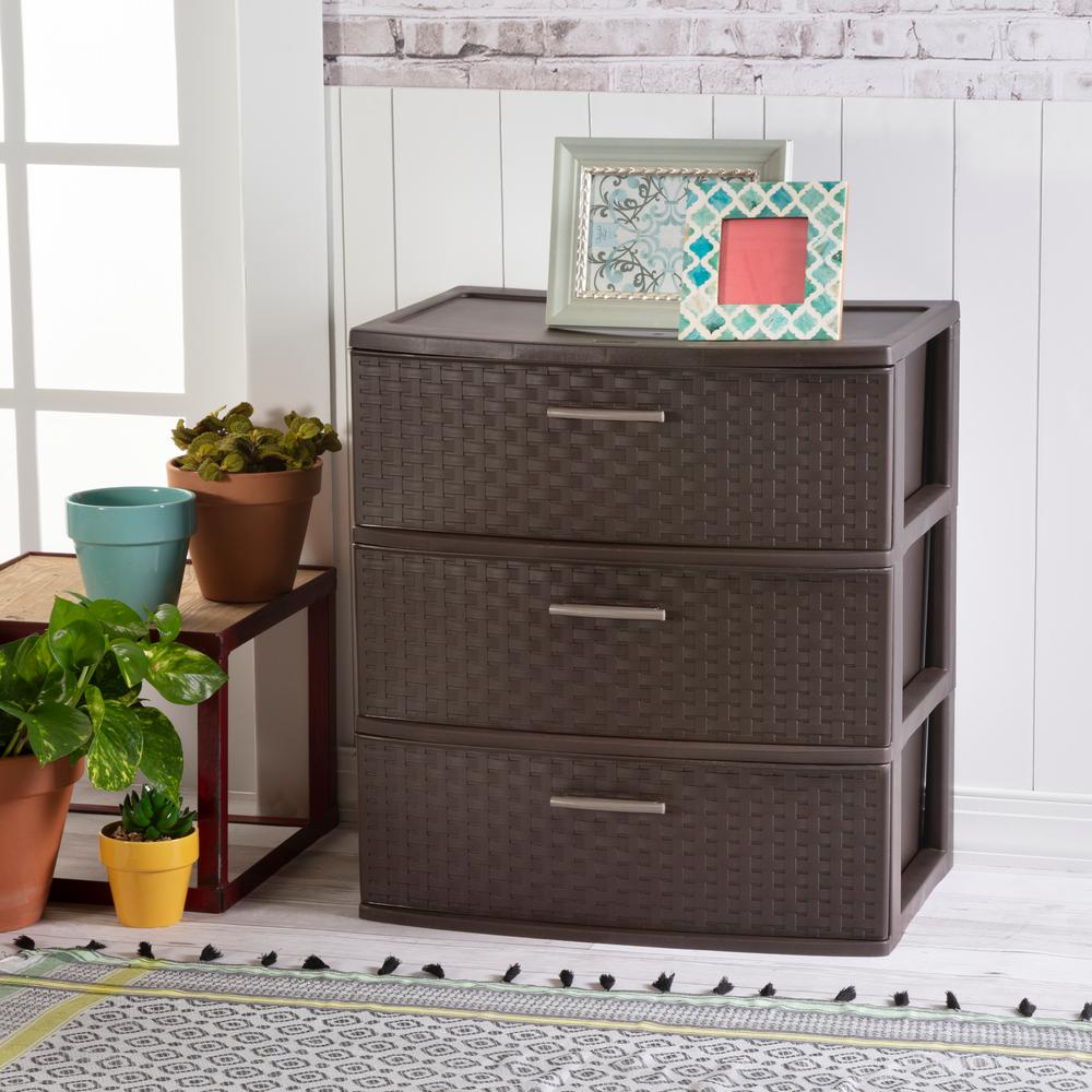 Sterilite 3 Drawer Plastic Wide Weave Tower In Espresso 25306p01 The Home Depot