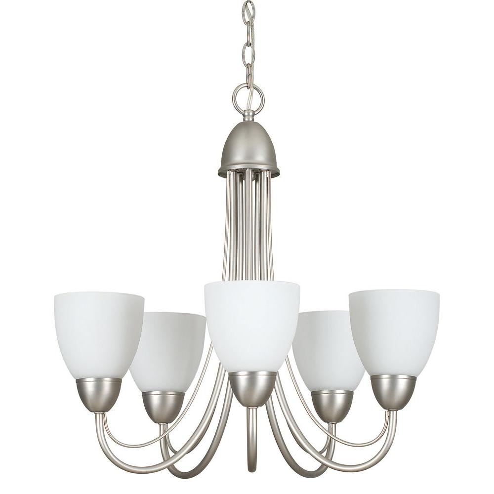 Sunset Fiscus 5Light Satin Nickel ChandelierF268553 The Home Depot