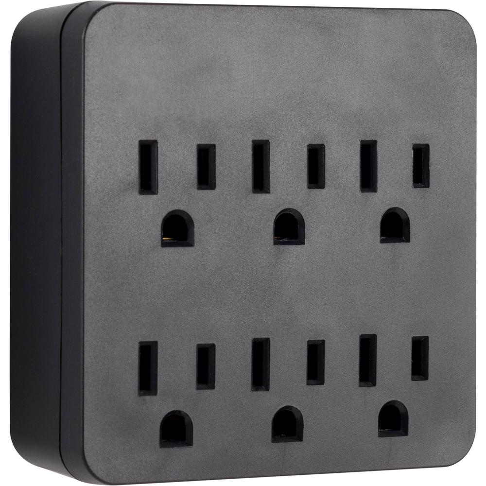GE Grounded 6Outlet Wall Tap Adapter Surge Protector, Black45821