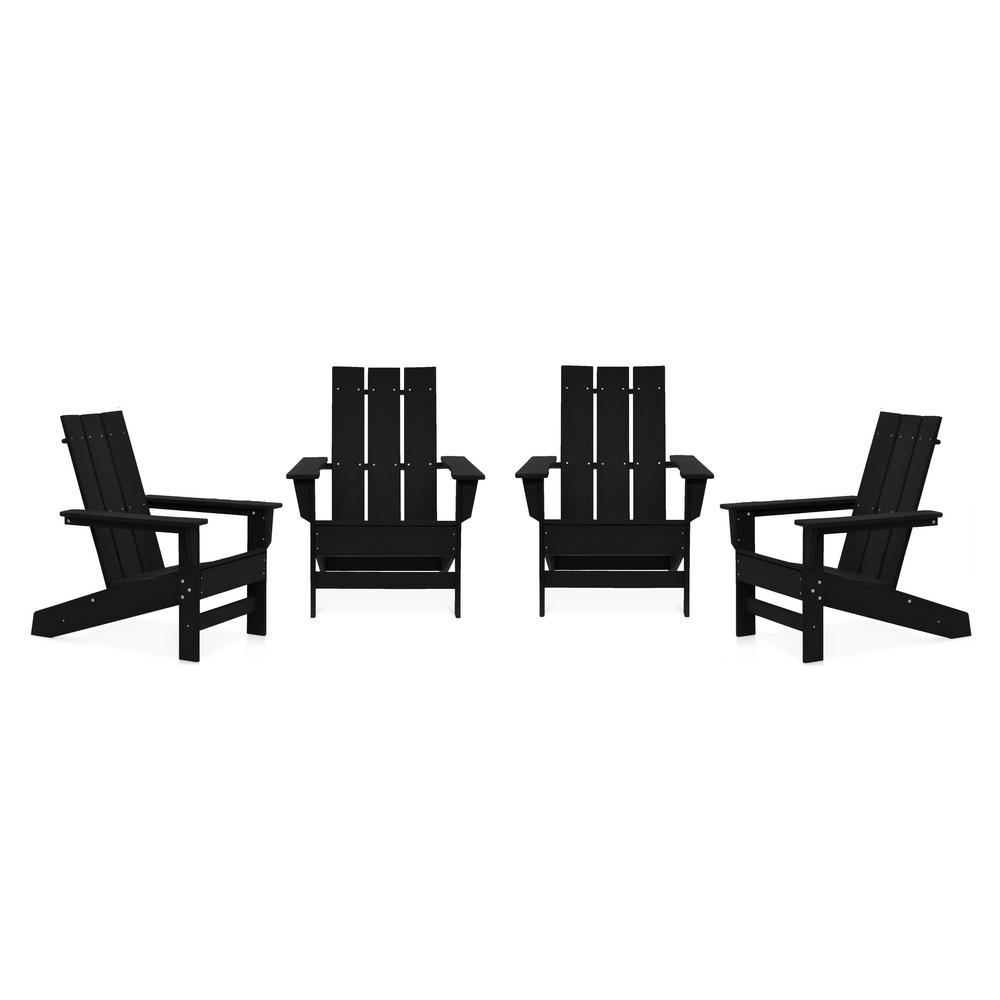 Aria Black Recycled Plastic Modern Adirondack Chair 4 Pack
