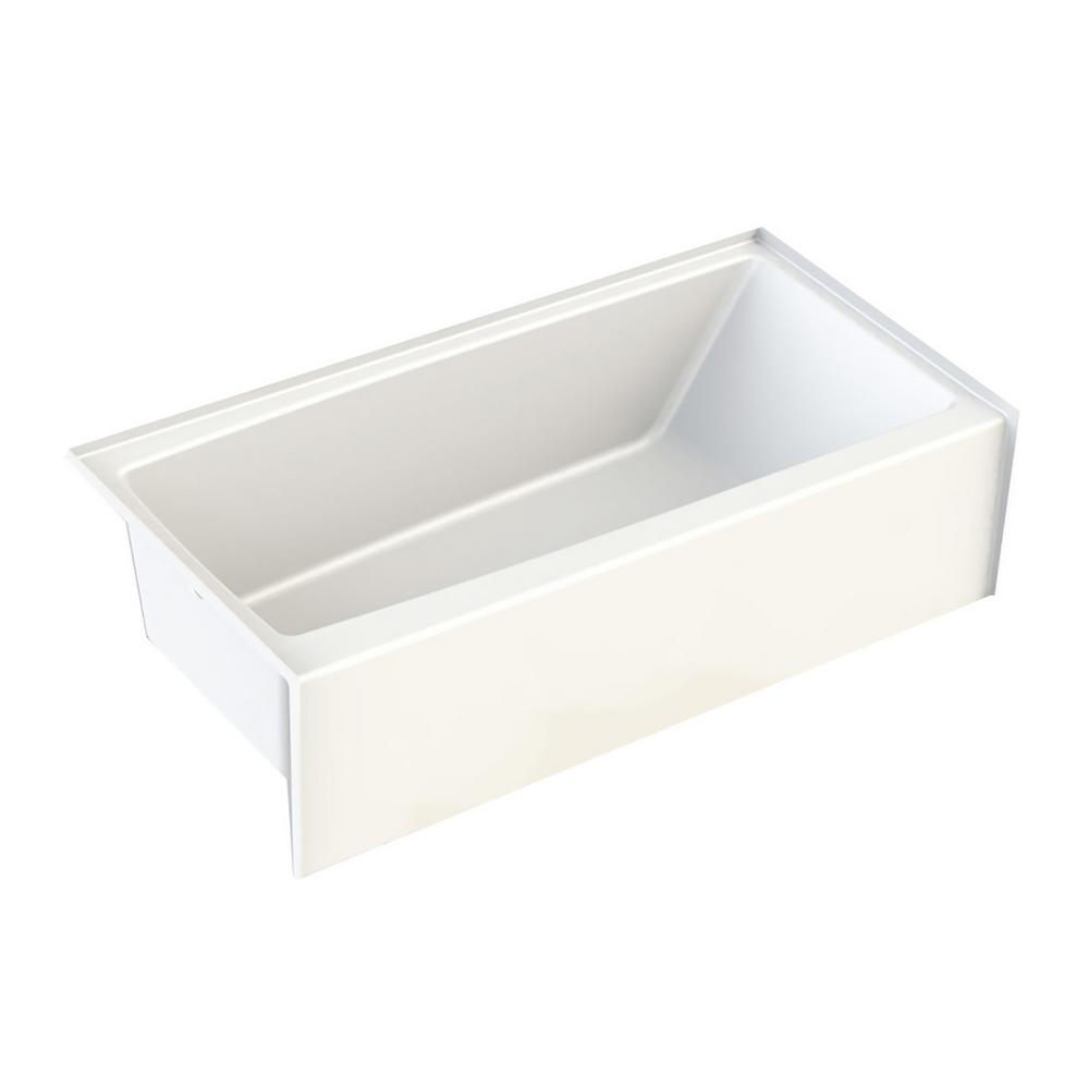 Aquatic Carson 60 In Acrylx Acrylic Finished Left Drain Rectangular A Front Soaking Bathtub White