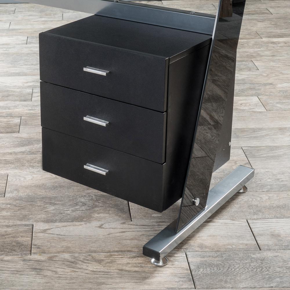 Noble House Beta Black Computer Desk With A 3 Drawer Cabinet 5506