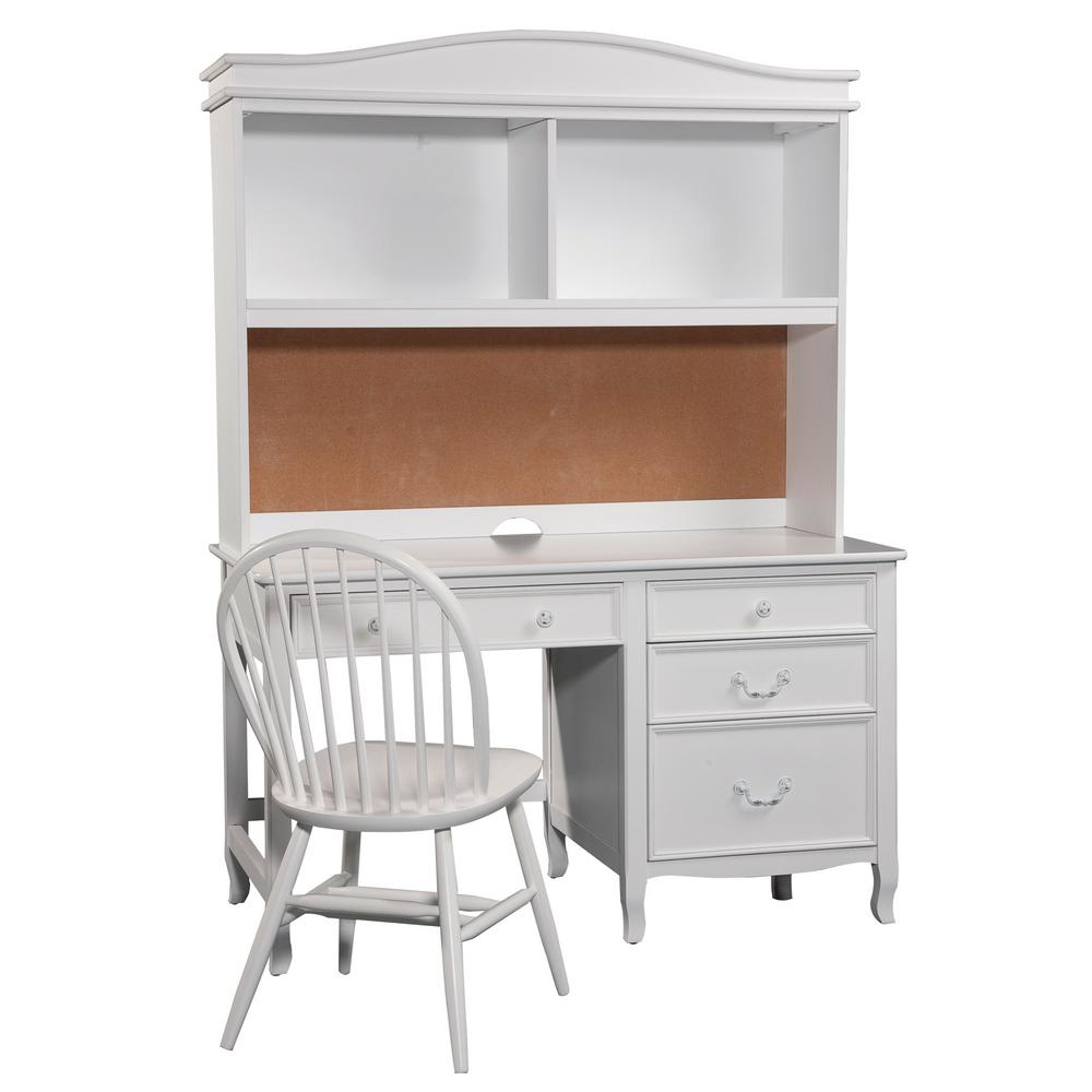 Emma White Pedestal Desk With Hutch 835055500 The Home Depot