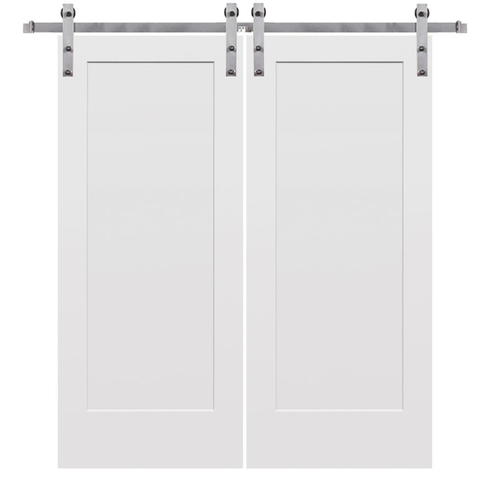Mmi Door 60 In X 80 Smooth Madison Primed Composite Double Barn Smooth Madison Primed Composite Double Barn Door With Stainless Steel Sliding Hardware Kit