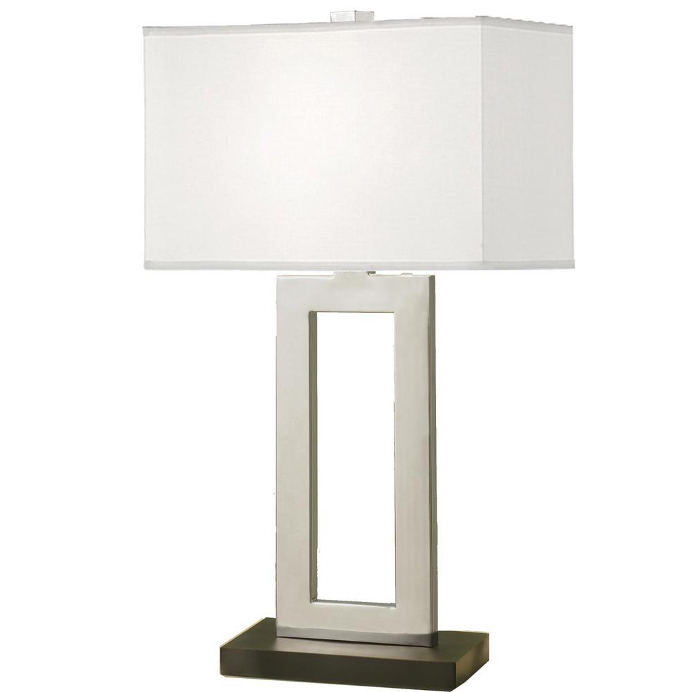 Geometric 29 In Contemporary Chrome And Black Contrast Table Lamp Contemporary Chrome And Black Contrast Table Lamp With Rectangular Hardback Shade