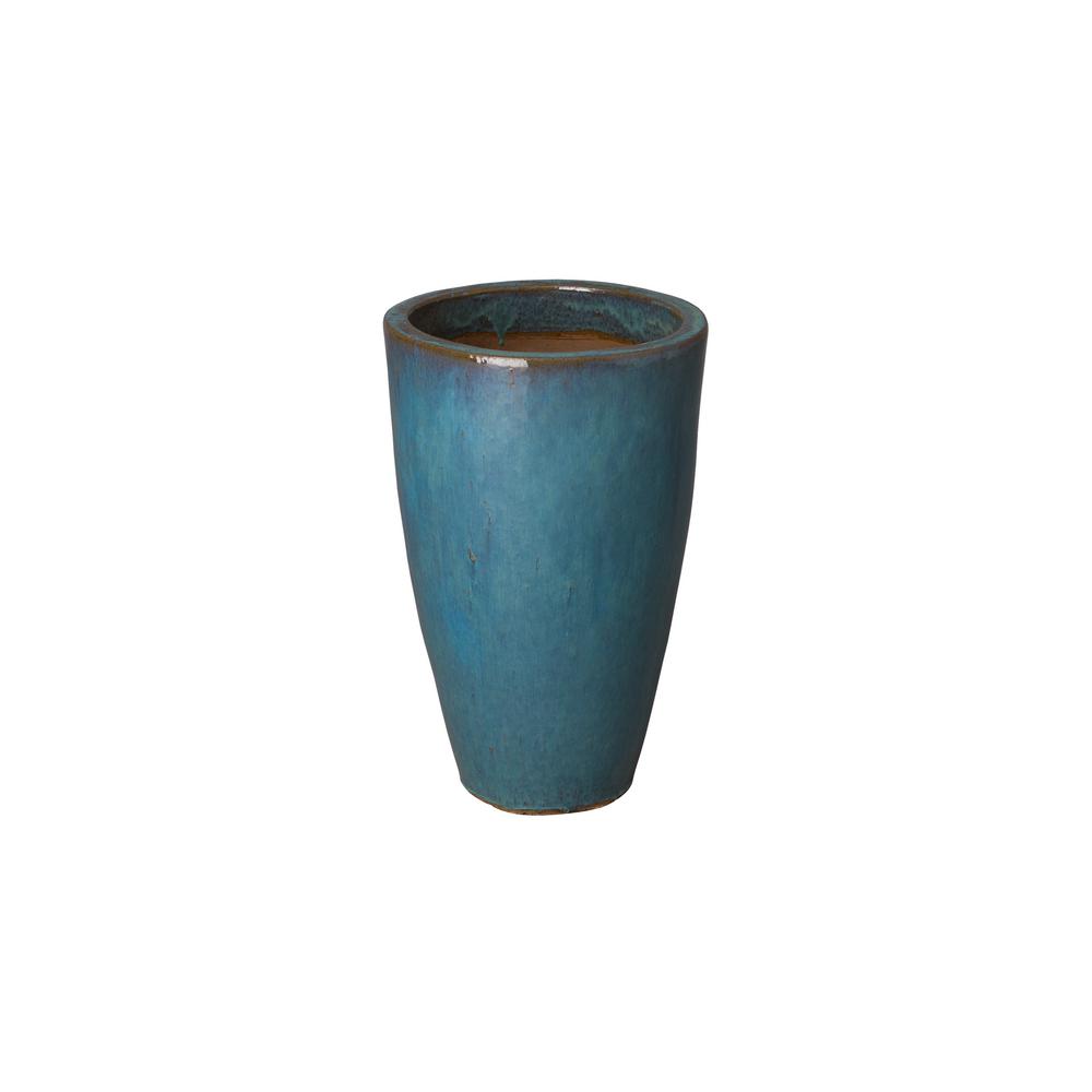 Emissary 21 in. Tall Teal Round Ceramic Planter-12046TL-1 - The Home Depot