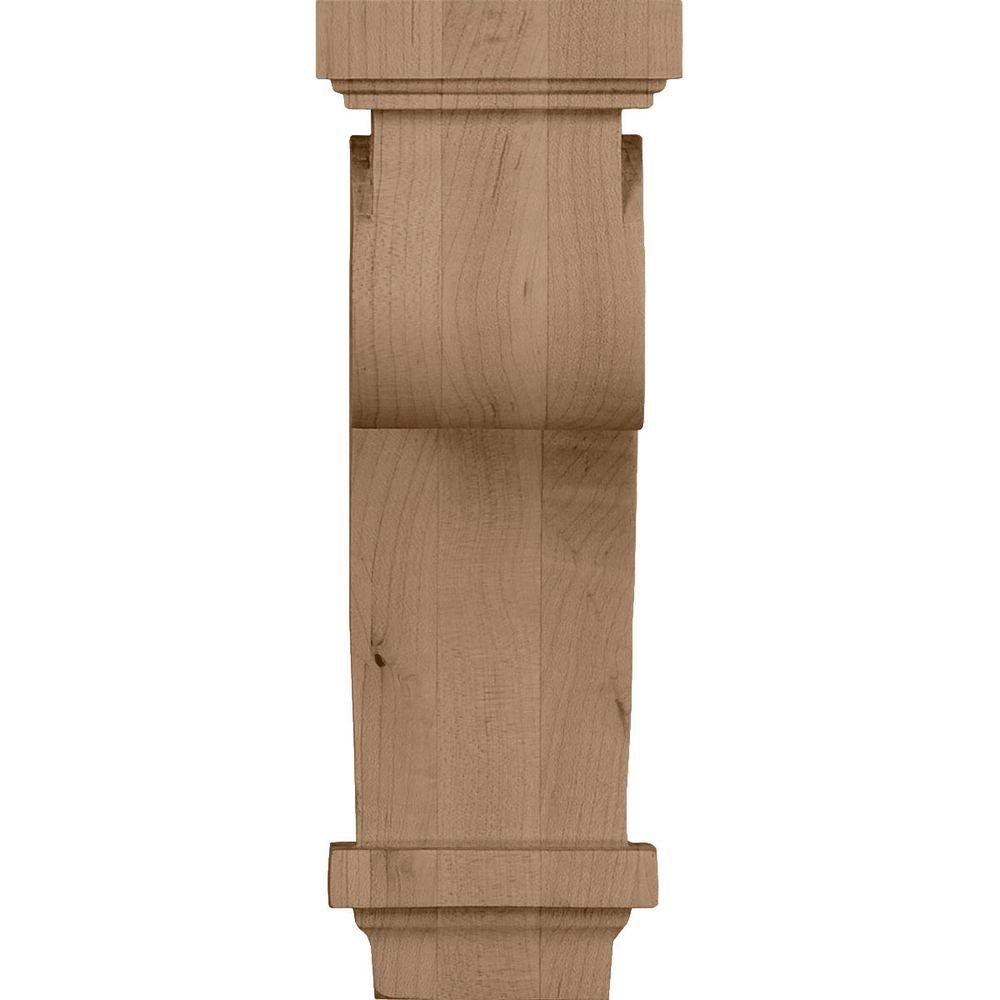 2-Pack Rubberwood Ekena Millwork COR04X04X12ARRW-CASE-2 4 inch W x 4 inch D x 12 inch H Arts /& Crafts Corbel ,