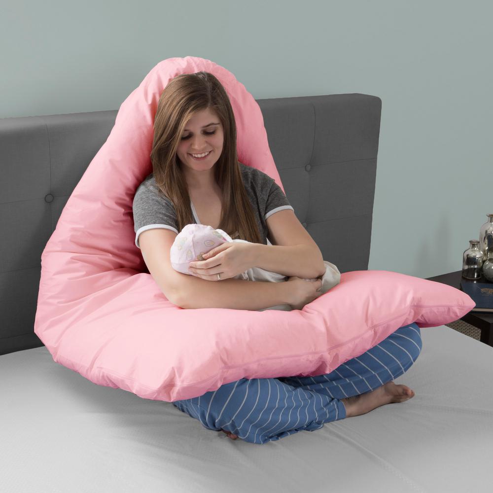 Lavish Home Pink U Shape Pregnancy Full Body Pillow Hw9018107