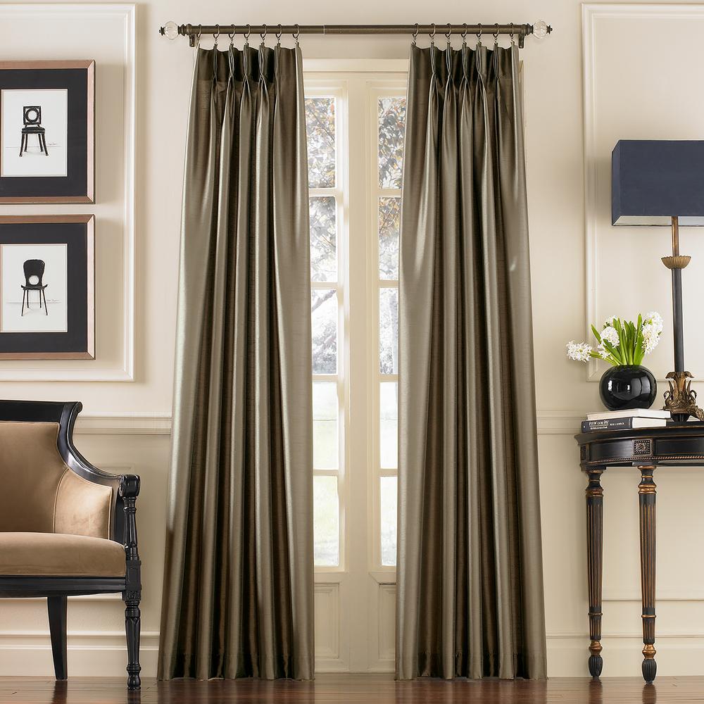 Curtainworks Marquee Bronze Light Filtering Pinch Pleat/Back Tab Lined Curtain Panel 30 in. W