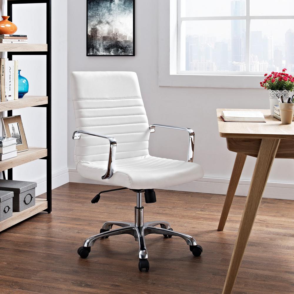 Modway Finesse Mid Back Memory Foam Office Chair In White