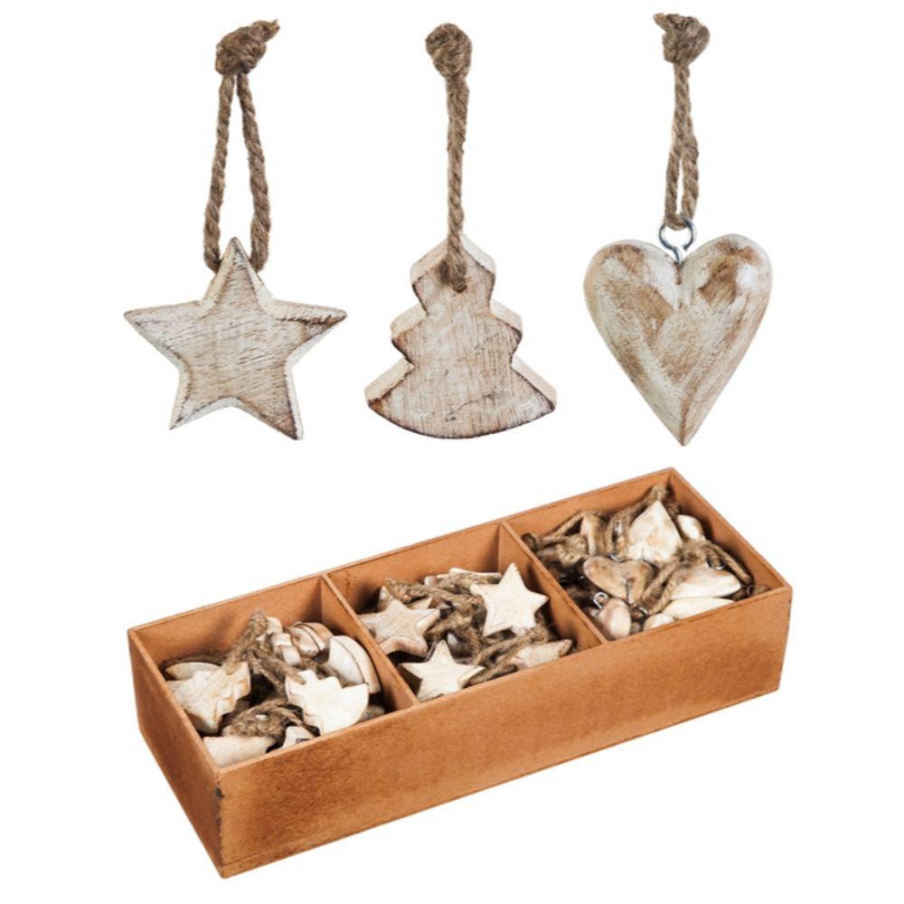 Evergreen 1-1/2 in. White Wood Christmas Ornament Set (90 ...
