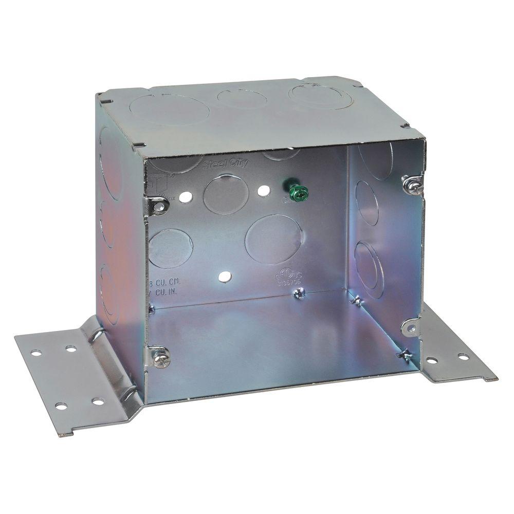 5 inch Steel Square Box with 1/2 inch to 3/4 inch and 1 inch Knockouts and CV...