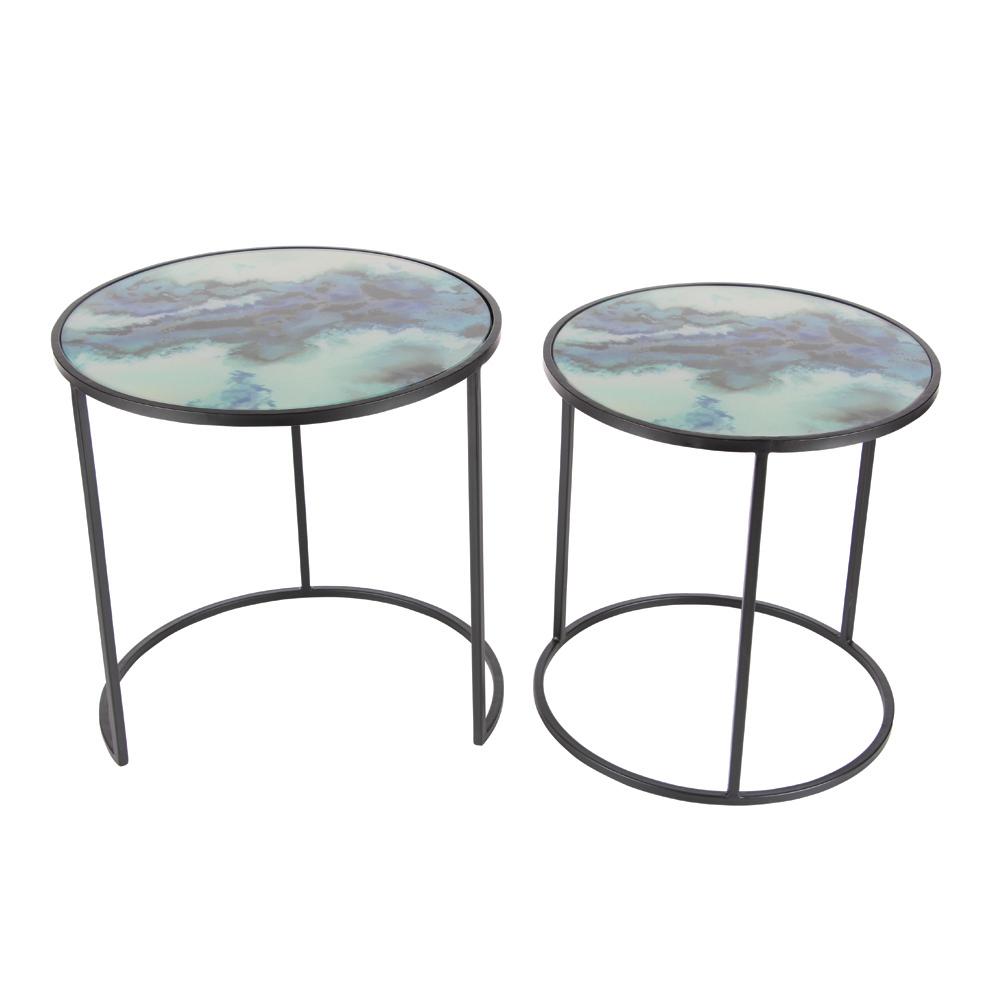 Wood and Stainless Steel Round Nesting Tables (Set of 3)-72933 - The ... Wood and Stainless Steel Round Nesting Tables (Set of 3)-72933 - The ...