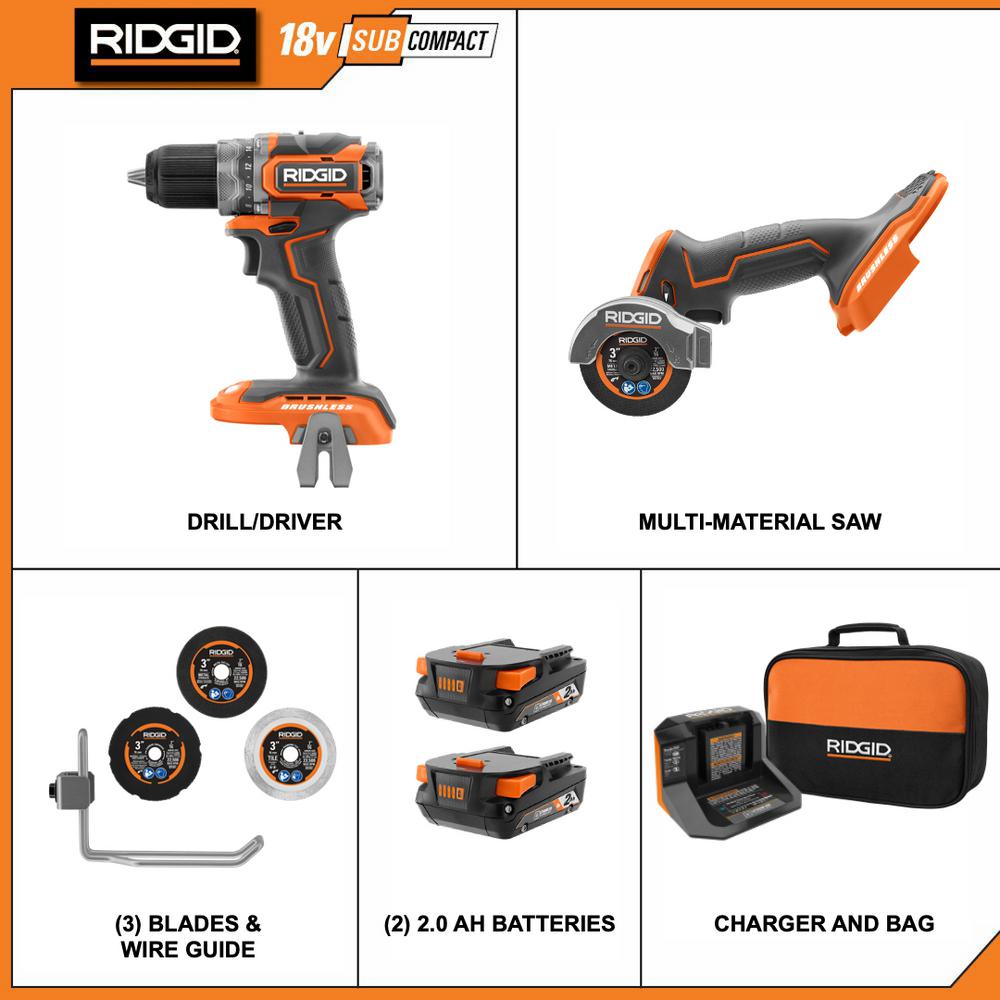RIDGID Multi-Material Saw 18-Volt SubCompact Brushless Cordless Variable Speed