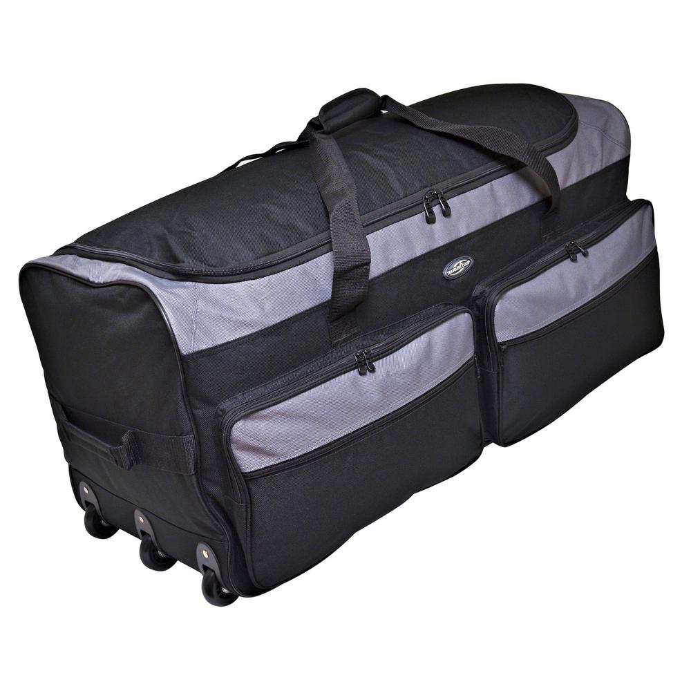 ROLLING DUFFEL BAG Collapsible 3 Blade Wheels Travel 2 Strap Carry Handles Black 15272756272 | eBay