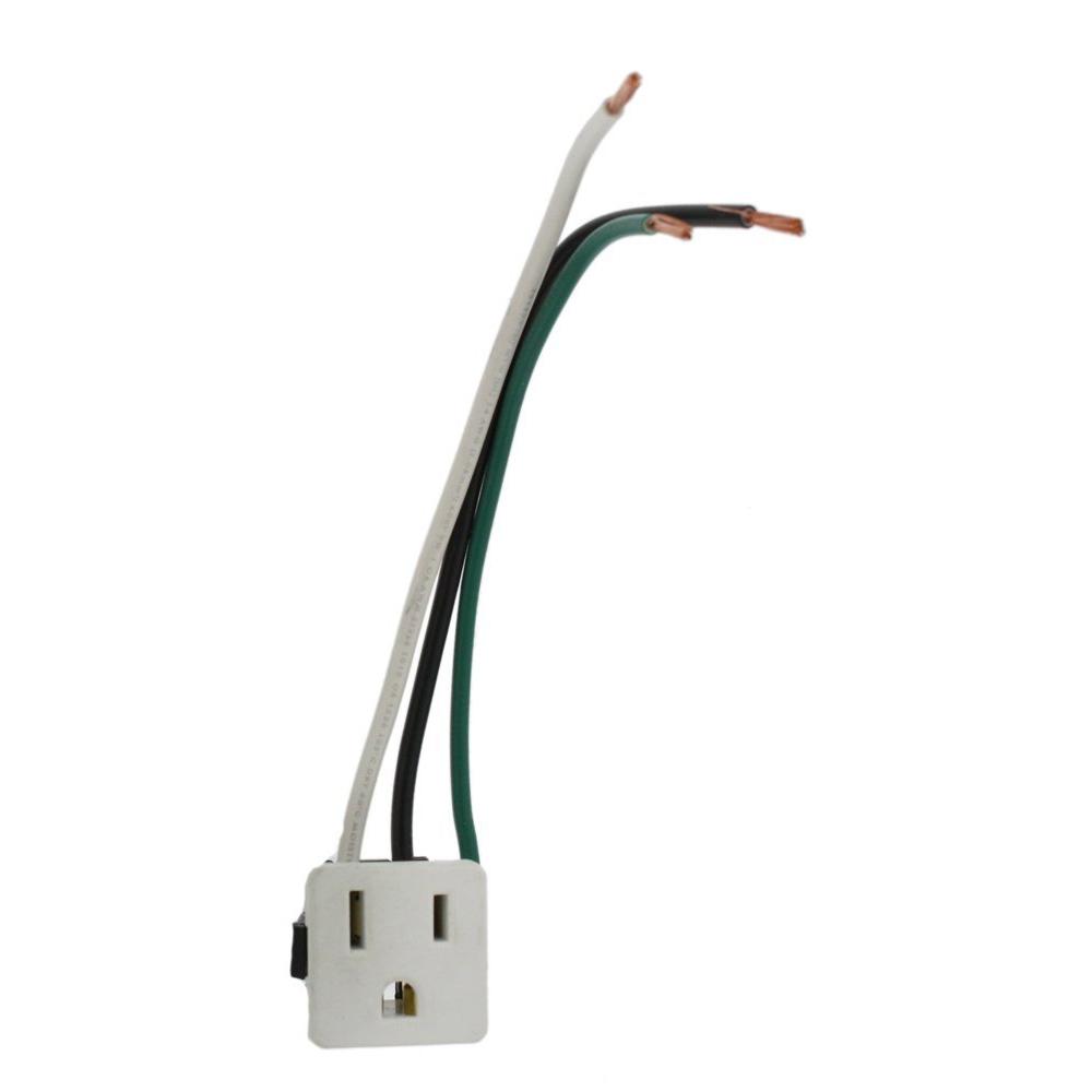 Leviton 15 Amp 125Volt SnapIn Grounding Single Outlet, White13741W