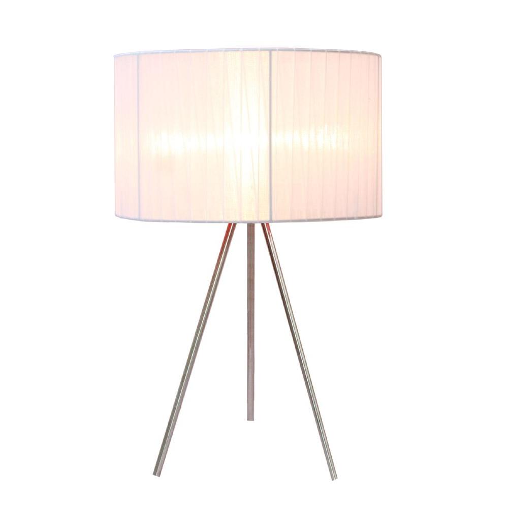 Simple Designs Mid Century Modern Table Lamps The Home Brushed Nickel Tripod Table Lamp With White Pleated Silk Sheer Shade