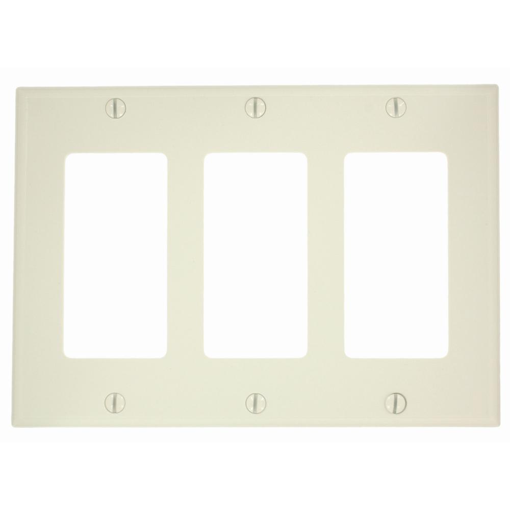 Leviton 3 Gang Decora Nylon Wall Plate Light Almond 80411 Nt The Leviton 3 Gang Decora Nylon Wall Plate Light Almond