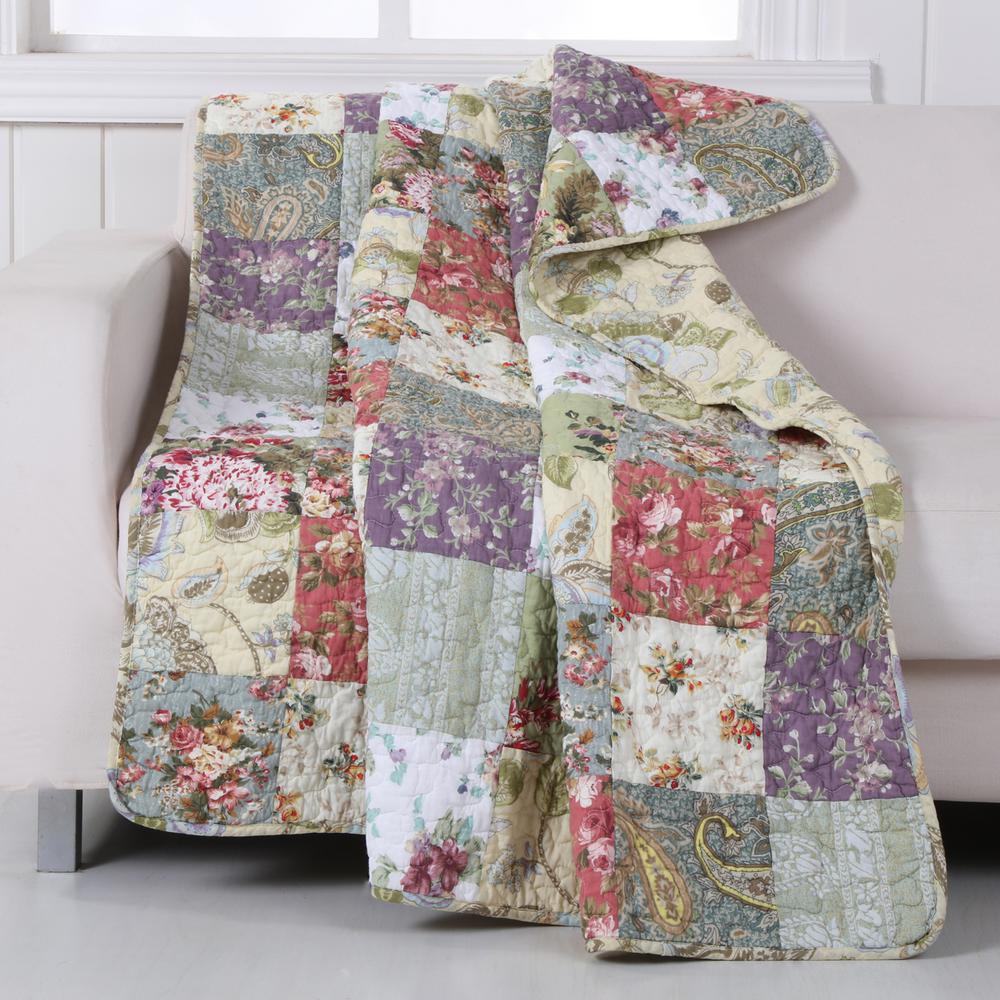 Greenland Home Fashions Blooming Prairie Multi Quilted Cotton Throw-GL