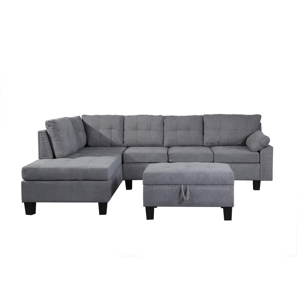 Boyel Living Sectional Sofa Set With Pine Wood Frame Ice Velvet Fabric And Grey Cushion Tr St000004aae The Home Depot With Pine Wood Frame Ice Velvet Fabric, Furniture Sofa Set