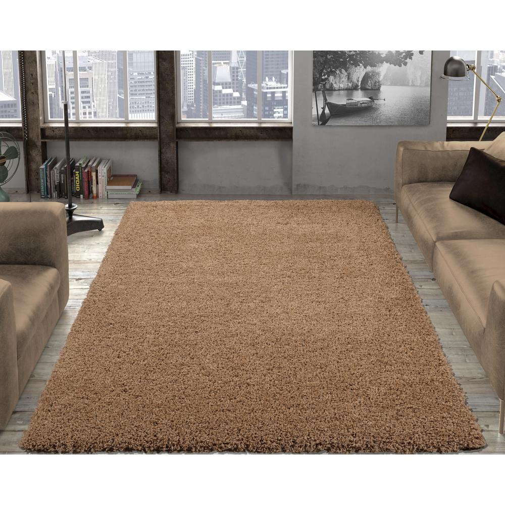 Ottomanson Contemporary Solid Beige 5 ft. x 7 ft. Shag Area RugSHG27695X7 The Home Depot