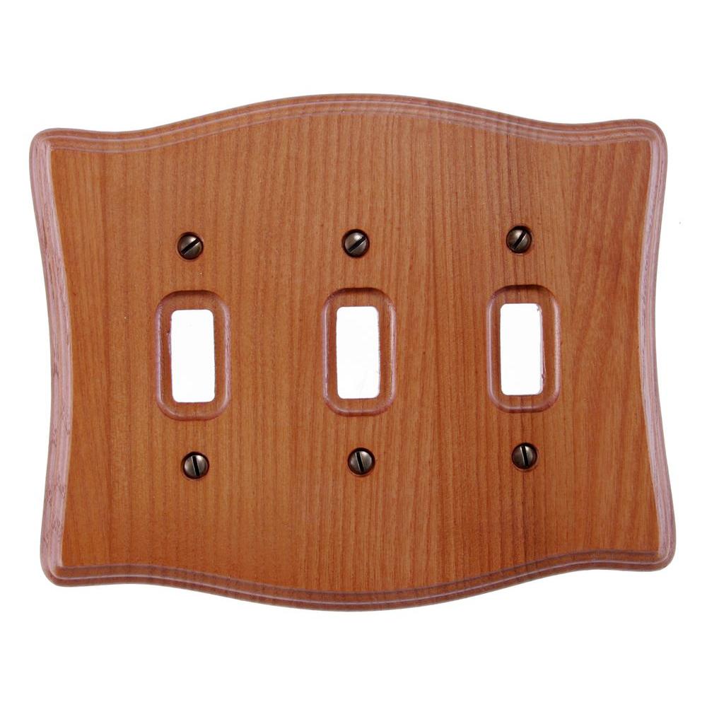 Wood Switch Plates Wall The Home Depot 3 Toggle Wall Plate Tavern Oak