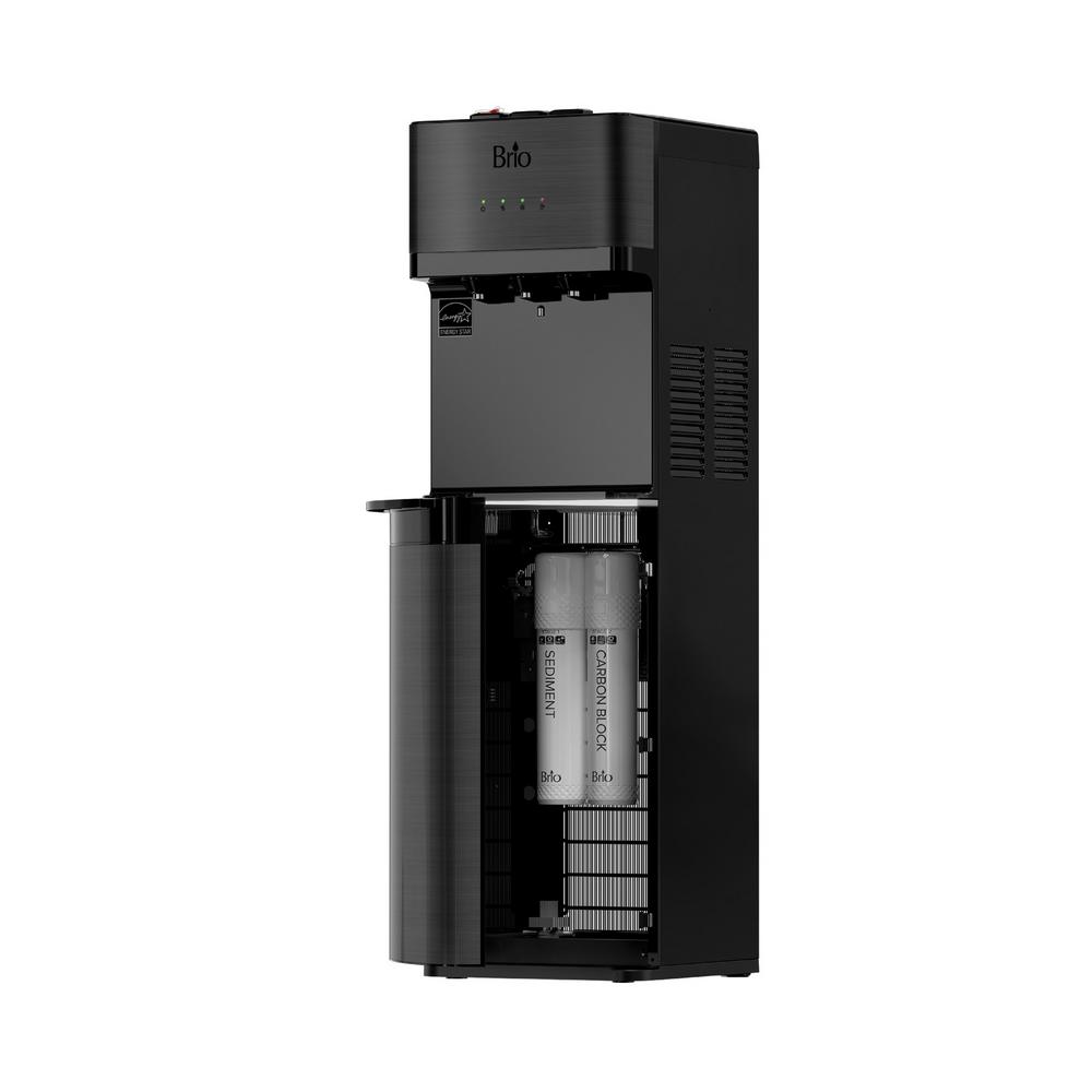 Brio 500 Series 2-Stage Bottleless Countertop Water Cooler Dispenser Filtration Tri Temperature with Free Filters Included, Black