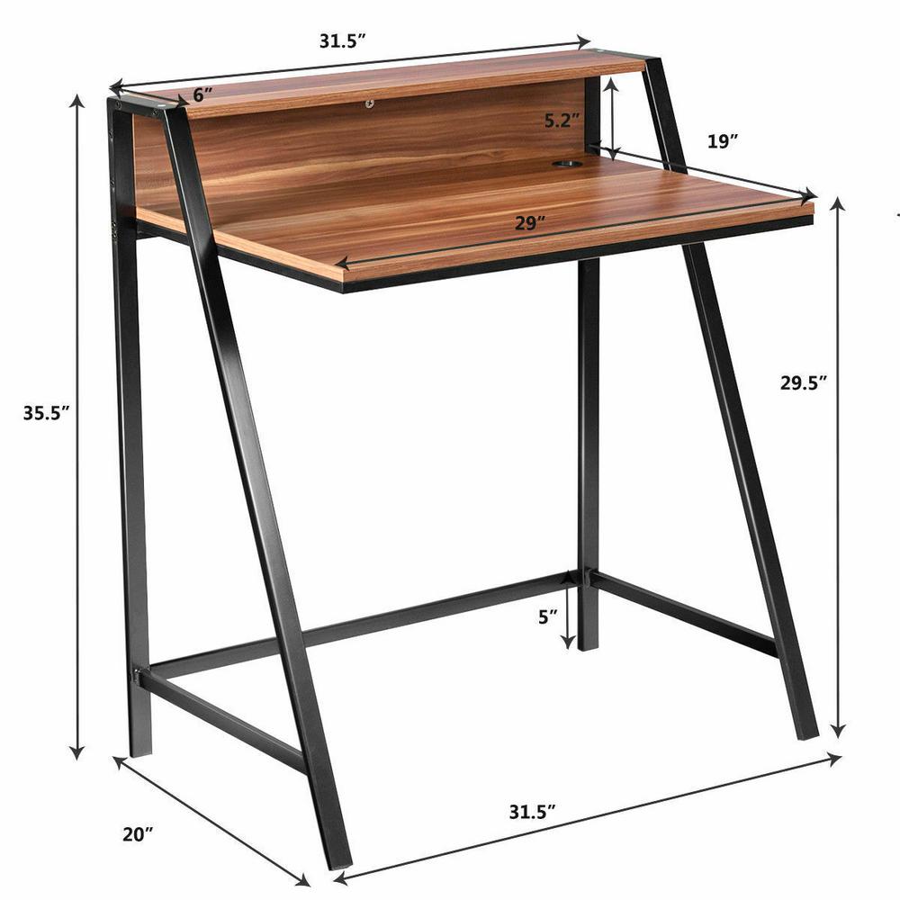 Costway 2 Tier Computer Desk Pc Laptop Table Study Writing Home