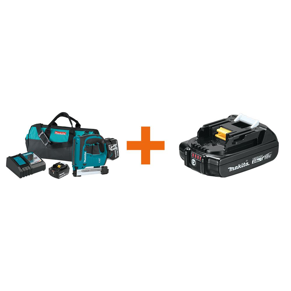Makita 18Volt 5.0Ah LithiumIon Brushless 3/8 in. Crown Stapler Kit