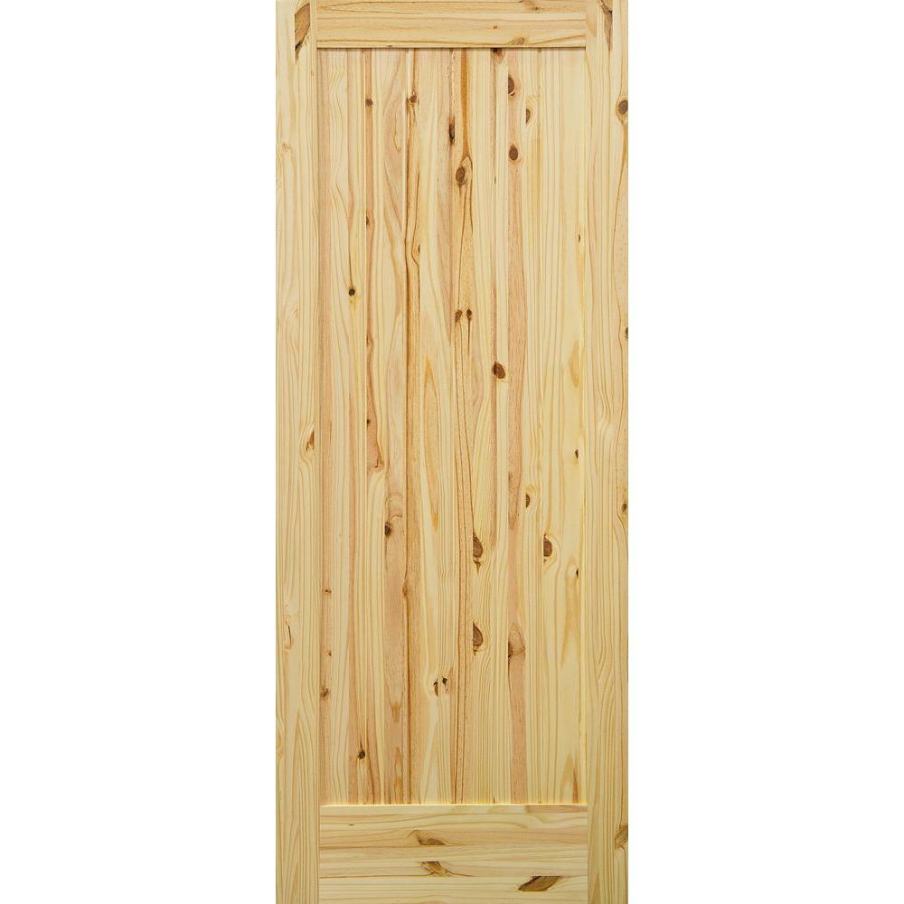 Krosswood Doors 24 In X 80 In 1 Panel Knotty Pine Right Hand Single Prehung Interior Door With Bronze Hinges