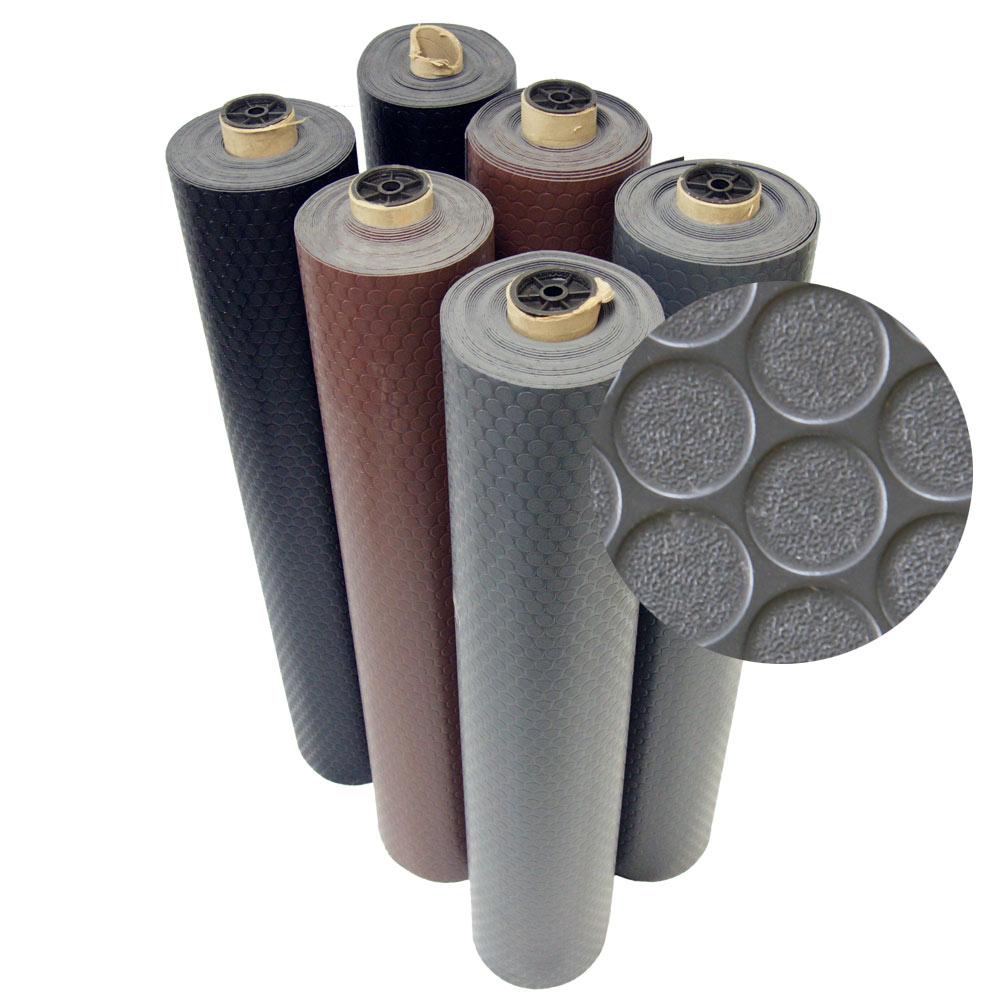 Rubber-Cal Coin Grip 4 ft. x 7 ft. Dark Grey Commercial Grade PVC Flooring