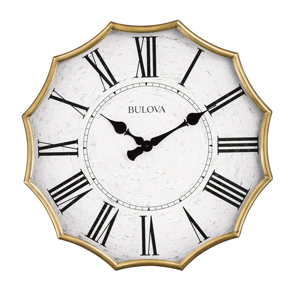 Bulova Oversized Scalloped Edge 28 In. Wall Clock With Roman Numerals ...