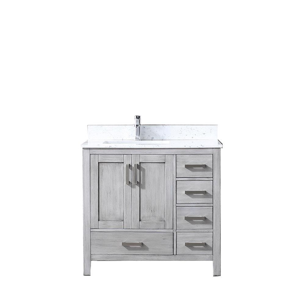 Lexora Jacques 36 In Single Bath Vanity In Distressed Grey White