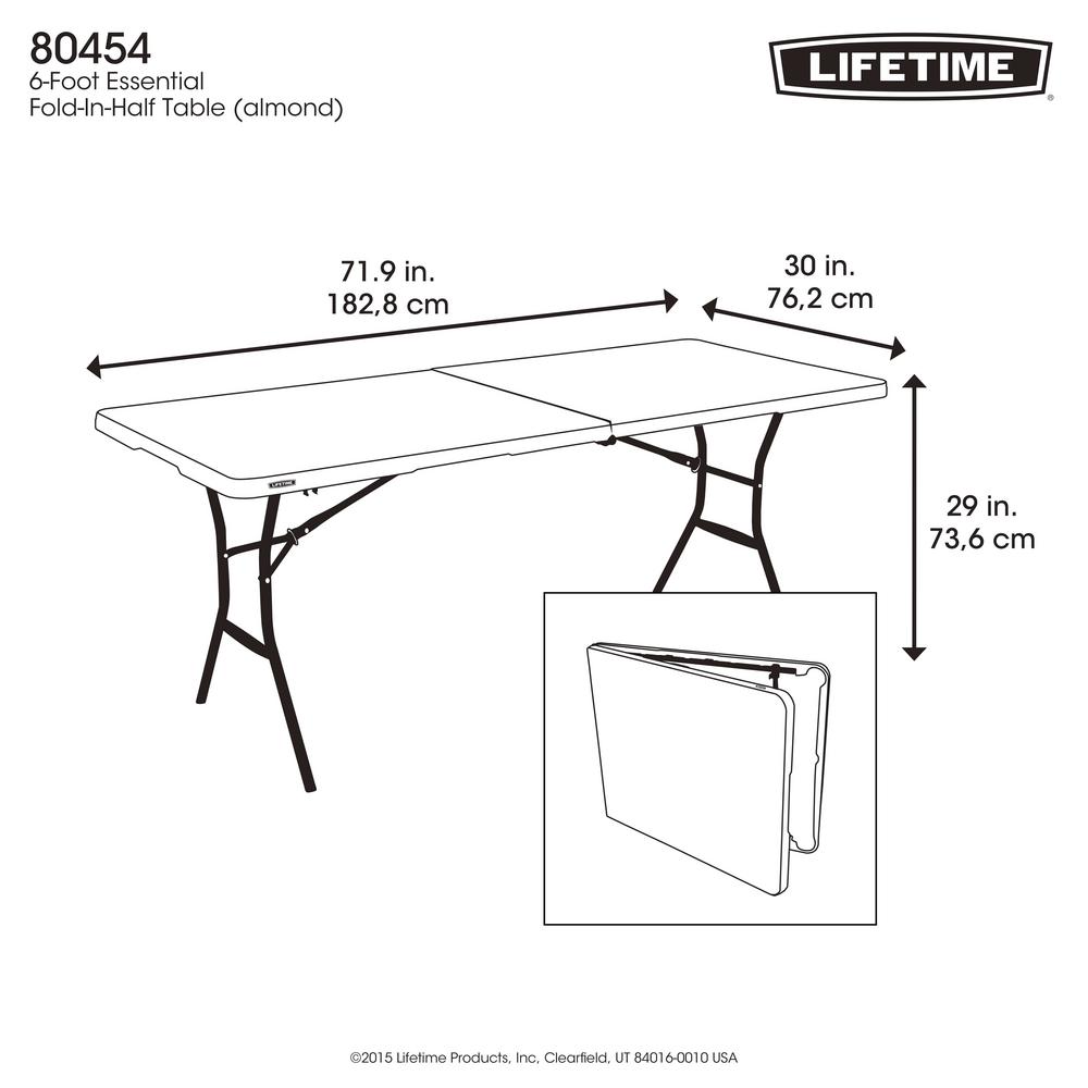 Lifetime 6 Ft Fold In Half Table, What Are The Dimensions Of A Folding Card Table