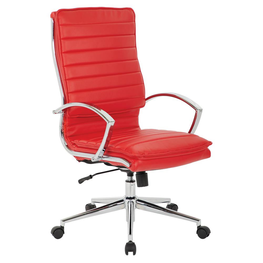 Pro Line Ii High Back Manager S Faux Leather Chair In Red With Pro Line Ii High Back Manager S Faux Leather Chair In Red With Chrome Base